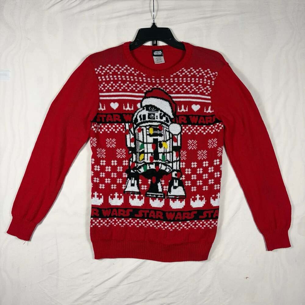Star Wars R2-D2 Ugly Christmas Sweater Size L 12/14 Red